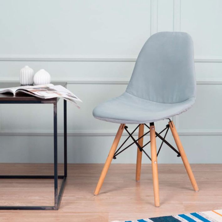 Чехол Е01 на стул Eames, уплотненный, велюр серый - фото 7